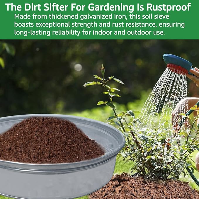 19" * 19" Extra Large Soil Sifter for Gardening, Compost Sifter,Galvanized Garden Sieve,Dirt Sifter,Rocks Sifter,Leaves Sifter,Pellet Sifter,Gravel Sifter