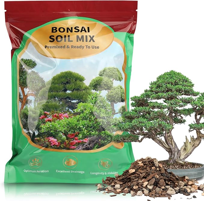 Bonsai Soil Mix 10qt, Potting Soil Mix Ready to Use for Bonsai Tree and Indoor Plants, Composed of Akadama, Lava Rock, Prumice, Bark