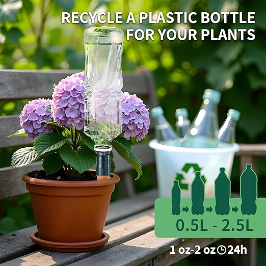 Bottle Adapter Self Watering Spikes Stakes, Vacation Plant Watering Devices, Slow Release Self Watering Planter Insert, Terracotta Drip Irrigation System, Automatic Plant Waterer, 5 Pack