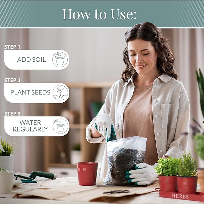 Barnyard Designs Indoor Herb Garden Planter Set with Tray, Metal Windowsill Plant Pots with Drainage for Outdoor or Indoor Plants, Set/3 (Brick Red)