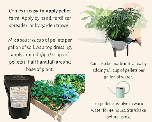 Chicken Manure Pellets, 4-2.5-2 NPK. Organic Plant Fertilizer and Soil Rebuilder. 3.5 lb Odor Proof Bag.