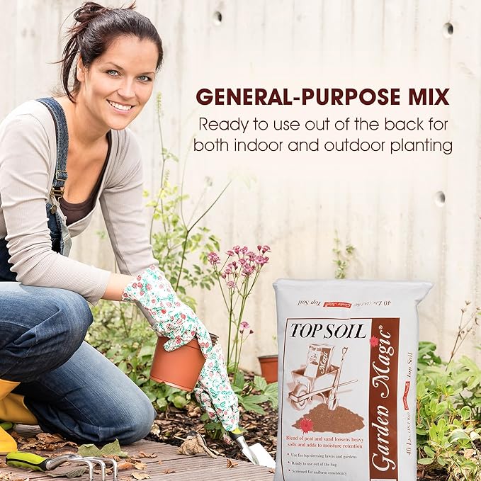 40 Pound Bag Garden Magic Organic Planting Potting Top Soil Blend Mix for Indoor and Outdoor Gardening and Landscapes, White