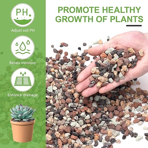 5 lbs Lava Rocks for Plants, 1/5 Inch Pea Gravel for Pots Indoor, Succulent, Terrarium, Cactus, Bamboo, Bonsai Tree, Mixed Color Volcanic Rocks for Top-Dressing, Good Drainage