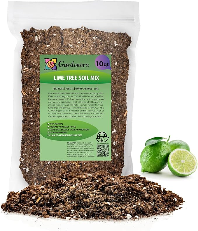 Gardenera's Premium Lime Soil Mix - Fast-Draining Potting Soil for Growing and Repotting Citrus Aurantifolia - 10 Quart