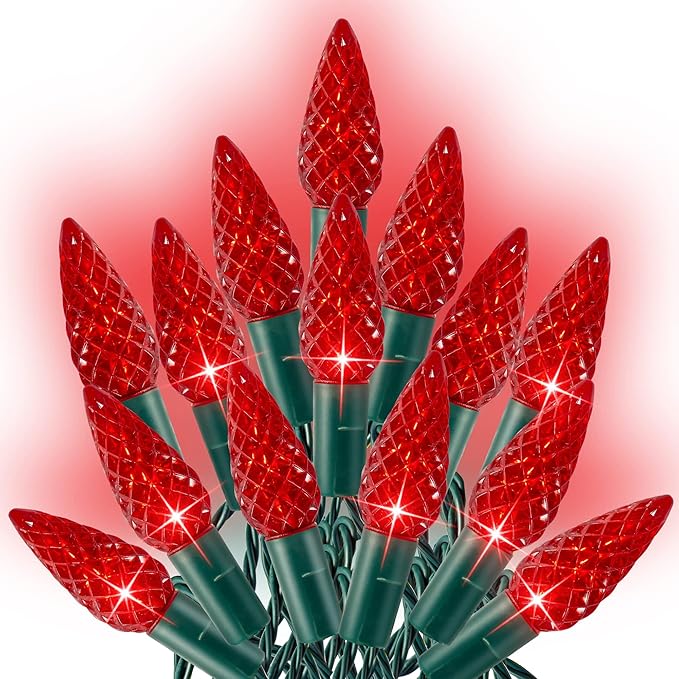 Dazzle Bright C6 Christmas String Lights, 200 LED 66 FT Waterproof Connectable String Lights with Timer, 8 Modes Christmas Lights for Indoor Outdoor Home Garden Yard Xmas Tree Decoration (Red)