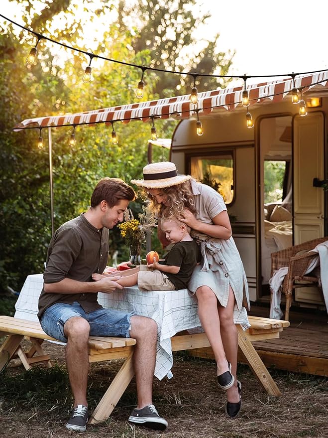 addlon 48 FT Outdoor String Lights Commercial Grade Weatherproof Strand, 18 Edison Vintage Bulbs, 15 Hanging Sockets (3 Spare Bulbs), ETL Listed Heavy-Duty Decorative Christmas Lights for Patio Garden