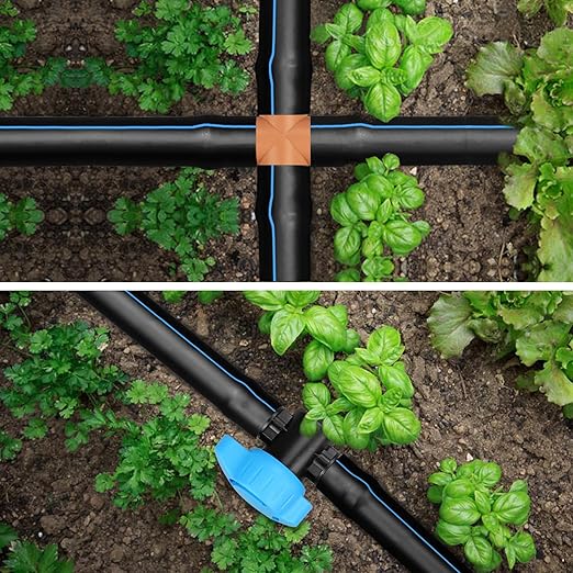 32 Pieces Drip Irrigation Fittings Kit: 1/2 Inch Drip Irrigation Tubing Set Includes 8 Couplings 8 Tees 6 Elbows 6 Plugs 2 Crosses 2 Valves for Sprinkler Systems