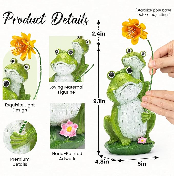 GIGALUMI Solar Garden Statues Loving Frog Garden Decor Figurine Lights for Outside, Yard Decorations Outdoor Patio Decor, Gardening Gifts for Women