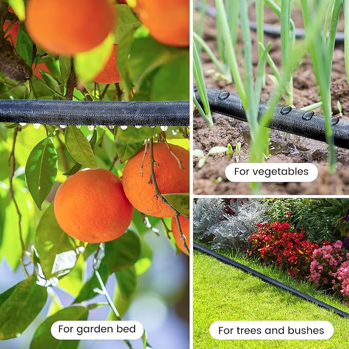 Soaker Hose 15ft for Garden Beds, Drip Irrigation Hose Saves 80% Water, Leak Proof Sprinkler Hose For Garden, Lawn, Flower Bed, Vegetable Field (15FT)