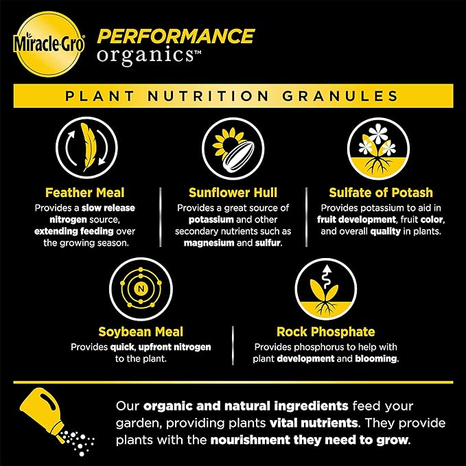 Miracle-Gro Performance Organics All Purpose Plant Nutrition Granules, 1.75 lb. - Organic, All-Purpose Plant Food for Vegetables, Flowers and Herbs - Feeds up to 165 sq. ft.