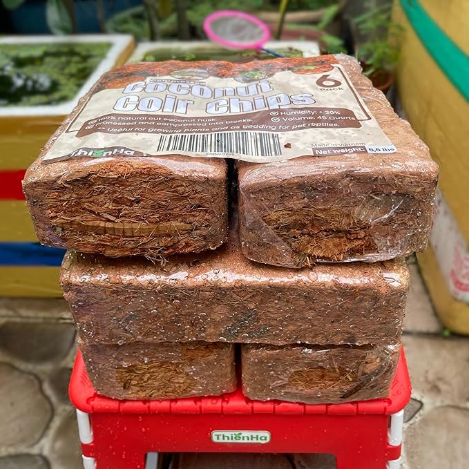 Coconut Chips 6 Pack - Coco Husk Chips for Plants & Reptiles, Coconut Husk Substrate for Gardening, Snake Bedding, Tortoise Habitat, Leopard Gecko Substrate, Reptile Bedding, and Reptisoil Alternative