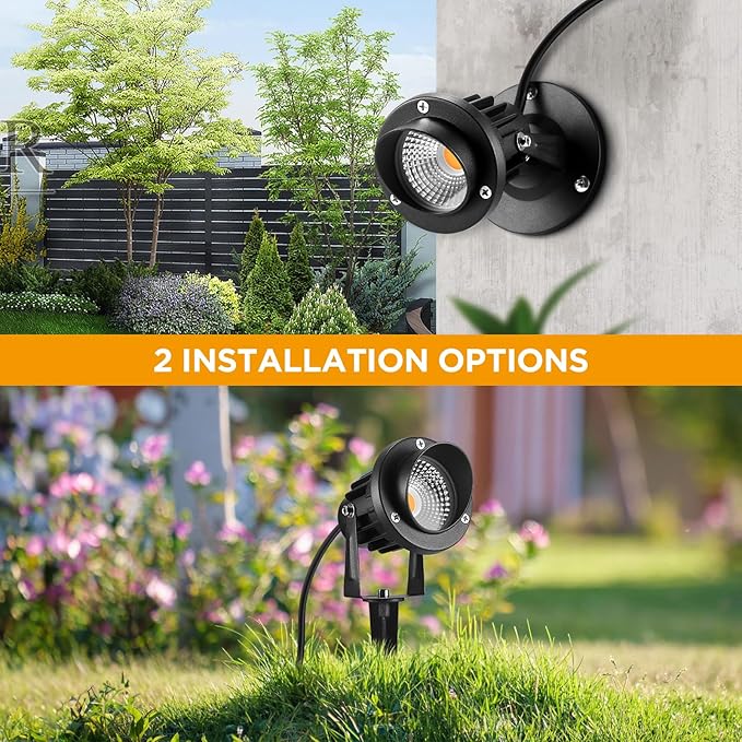 Landscape Lighting - 10W Dusk to Dawn Outdoor LED Spotlight with Photocell Sensor 120V Landscape Lights Waterproof Spot Lights Outdoor for Yard Garden Patio Driveway House (Warm White) (2 Pack)