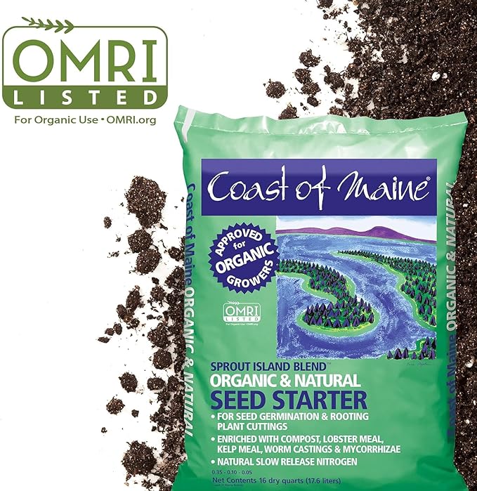 Coast of Maine Sprout Island Blend Organic & Natural Seed Starter for Seed Germination and Rooting Plant Cuttings, 16 Quarts (Pack of 2)