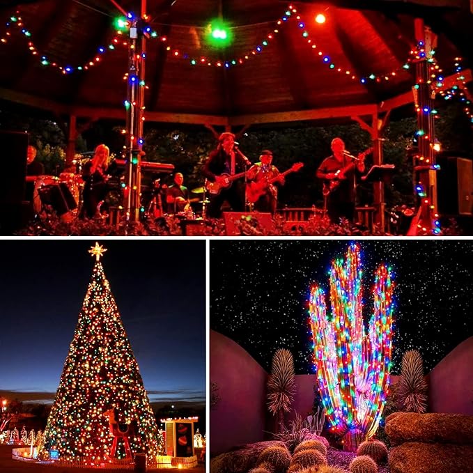 JMEXSUSS 2 Pack White and Multicolor Solar Christmas Lights, Total 400 LED 151FT Color Changing Solar String Lights Outdoor Waterproof for Outside Yard Tree Christmas Decorations