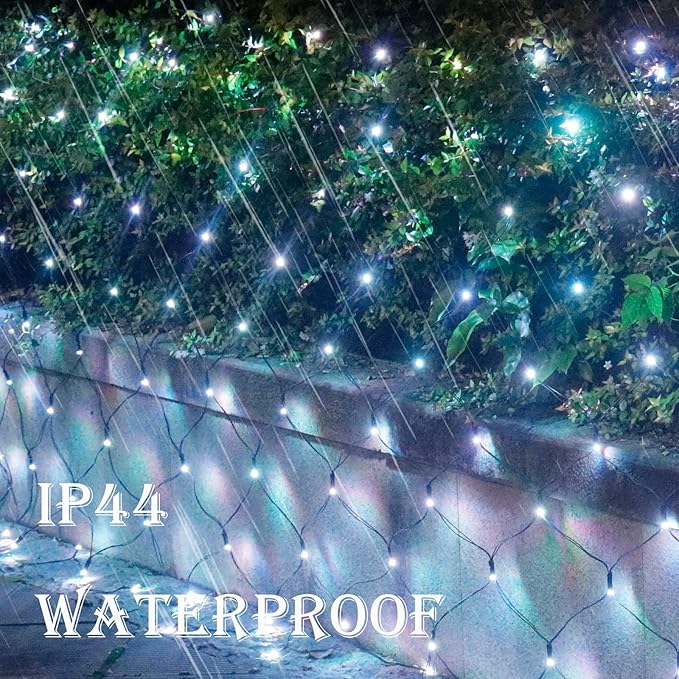 Christmas Decorations Net String Light Outdoor, 14.8ft x 5ft 300 LED White Net Lights Connectable 8 Modes Fairy Mesh Light Plug in for Bushes Tree Garden Home Party Halloween Christmas Decor