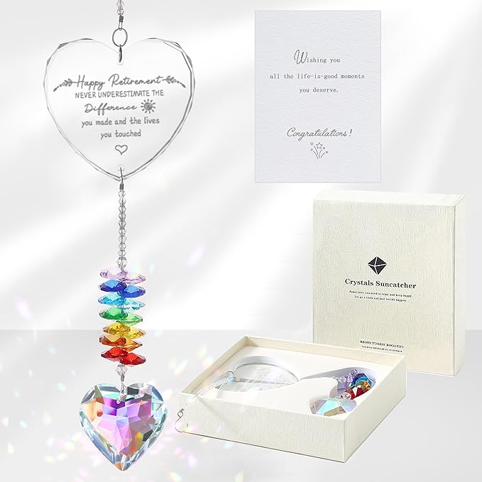 Retirement Gifts for Women, Crystal Suncatcher Gift for Retirement, Happy Retirement Decoration, Gifts for Retired Friend Coworker Nurse Teacher