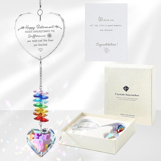 Retirement Gifts for Women, Crystal Suncatcher Gift for Retirement, Happy Retirement Decoration, Gifts for Retired Friend Coworker Nurse Teacher