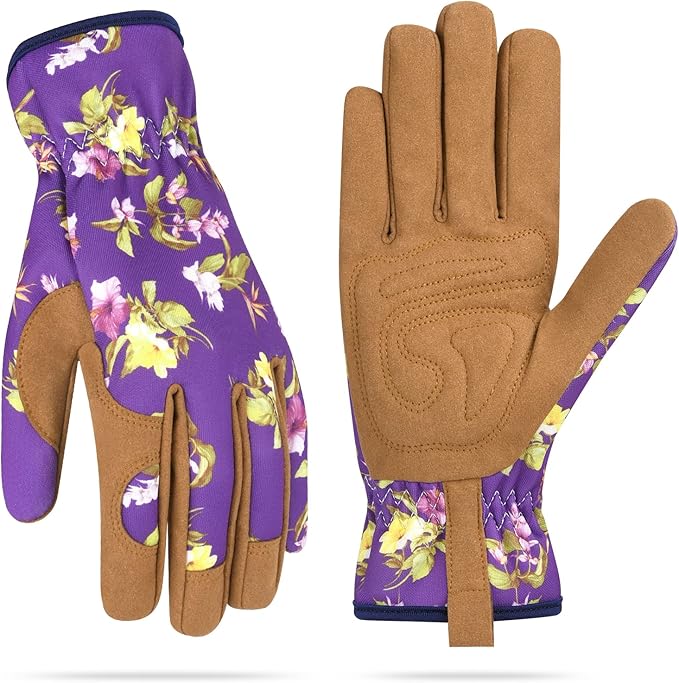 Womens Gardening Weeding Working Gloves, Leather Garden Glove for Women Thorn Proof No Stab for Digging, Planting,Pruning