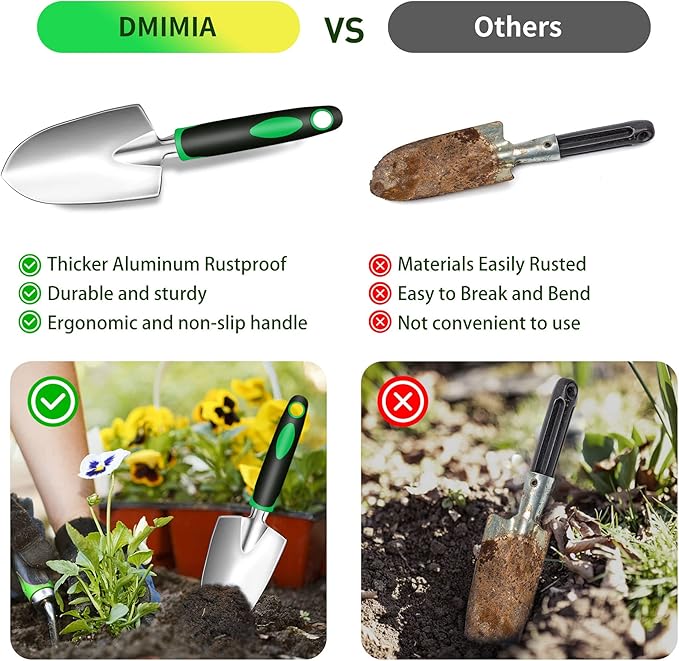 Garden Tool Set, 10 Pieces Heavy Duty Gardening Tools Kit with Plant Grow Bags and Garden Tote Bag for Tools, Gardening Gifts for Women and Men,No-Rust,No-Bend