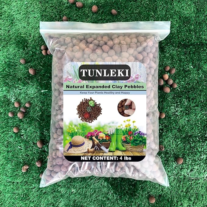 2Lbs Leca Expanded Clay Pebbles, 8-16mm Expanded Clay Aggregate, Natural Clay Pebbles for Hydroponic & Aquaponics Growing, Orchid Potting Mix, Hydroponics Supplies for Indoor Garden Plants