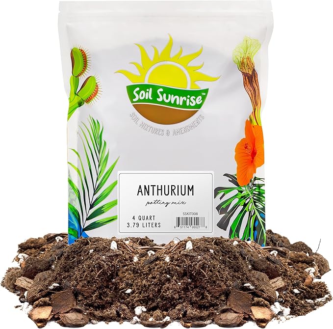 Anthurium Plant Potting Soil Mix (4 Quarts), Indoor Houseplant Custom Blend for Flowering Anthuriums