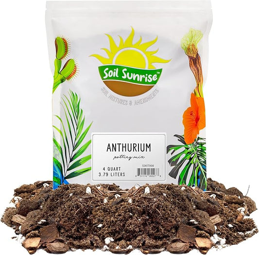 Anthurium Plant Potting Soil Mix (4 Quarts), Indoor Houseplant Custom Blend for Flowering Anthuriums