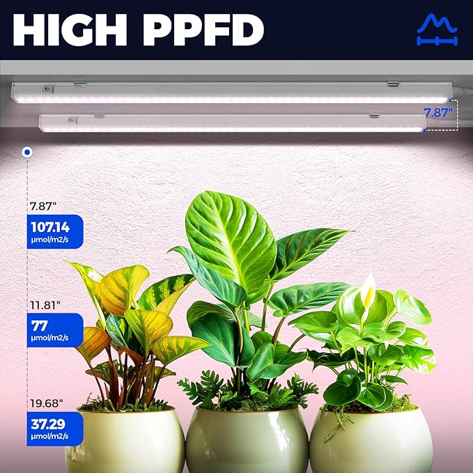 Barrina T5 Grow Lights for Indoor Plants, Full Spectrum Grow Light, 2ft 80W (8 x 10W), Plant Lights for Indoor Plants Growing, Pinkish White, 8-Pack