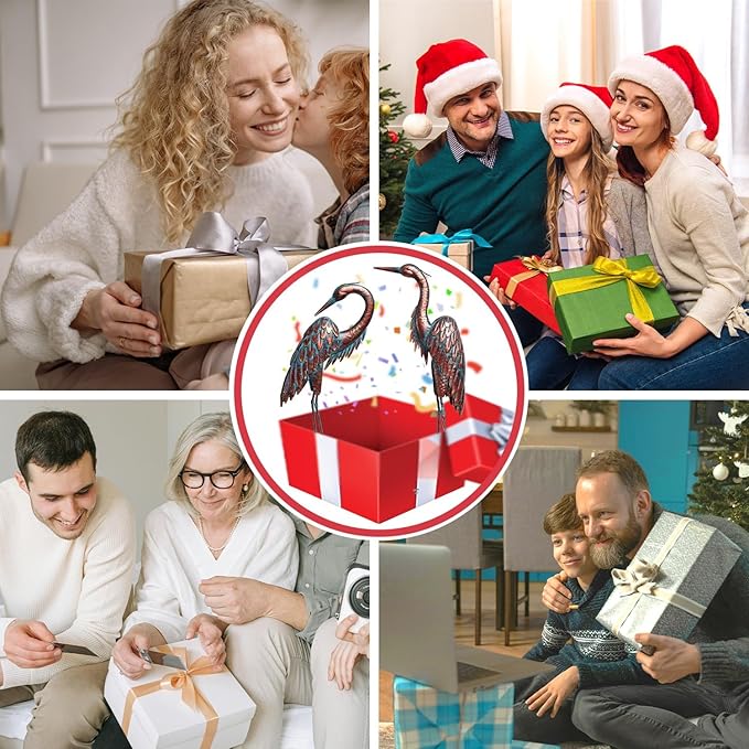 Kircust Metal Crane Statues - Set of 2 Bronze Heron Sculptures for Garden, Patio, or Yard Decor - 27.56" Tall Weatherproof Outdoor Art