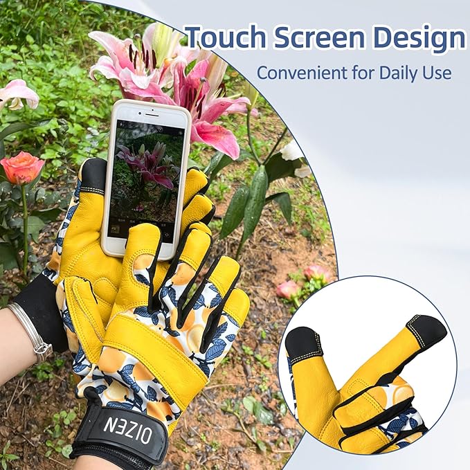 Leather Tough Cowhide Work Gardening Gloves for Women Thorn Proof, Working Gloves, Gardening Gifts for Women