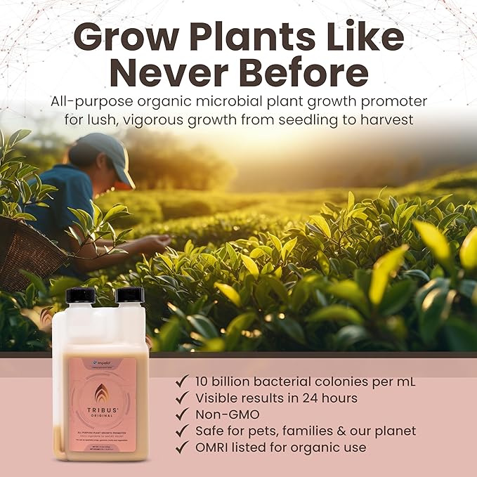 Tribus Organic Microbial Inoculant – Root Booster for Plants, Increases Plant Yield, Root Growth, Flower & Fruit Quality. Bloom Booster. Visible Root Growth in 24Hrs. Liquid Color May Vary. 8.5 oz