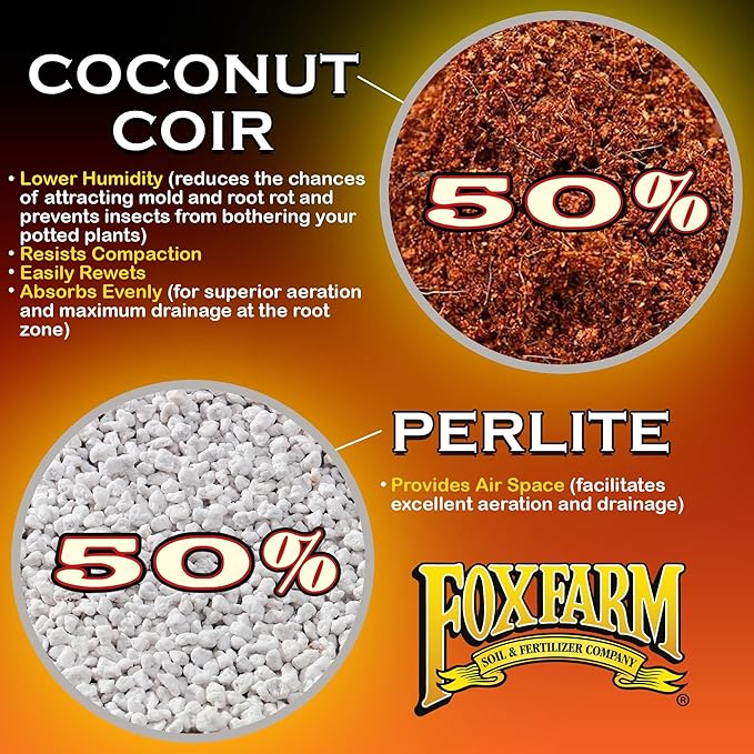 FoxFarm Cream of The Crop 50/50 Growing Media, 2cu ft - Facilitating Aeration and Drainage, for Indoor/Outdoor Container Gardens - Ideal for Use with Customized Feeding Schedules