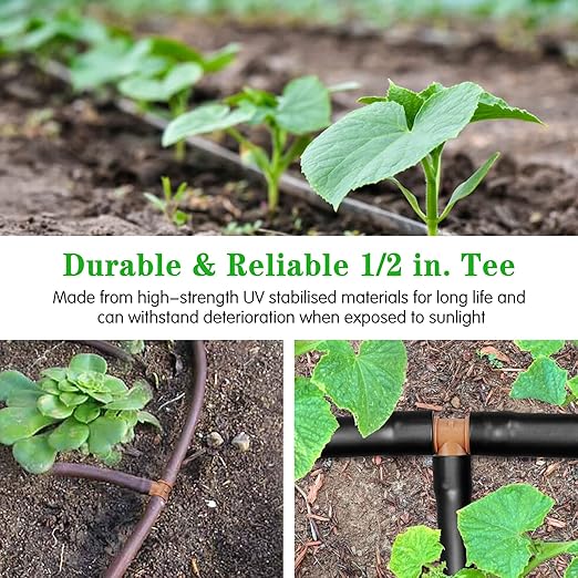 Drip Irrigation Barbed Tee：30 Pack Drip Irrigation Tee Parts Fits for 1/2 Inch Drip Irrigation Tubing 17mm 0.600" ID Tee Connectors for Patio Lawn Garden