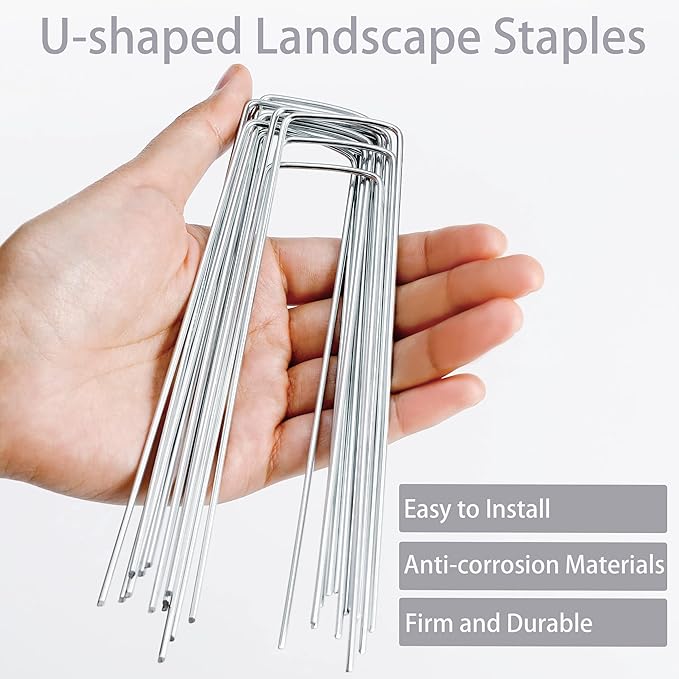 20 pcs 6 inch U-Shaped Landscape Staples, Garden Landscape Staples are Suitable for Outdoor Irrigation Hoses, Artificial Turf Nails, Fixed Fences and Tents, etc.
