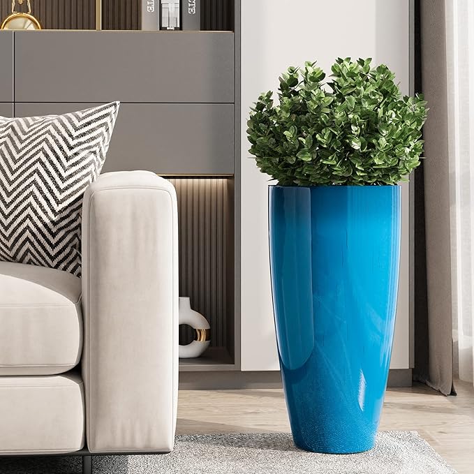 QCQHDU 21 inch Tall Planters for Indoor & Outdoor Plants, 2 Pack Sturdy Plant-Flower-Tree Pots for Front Porch Patio Deck Living Room Decor