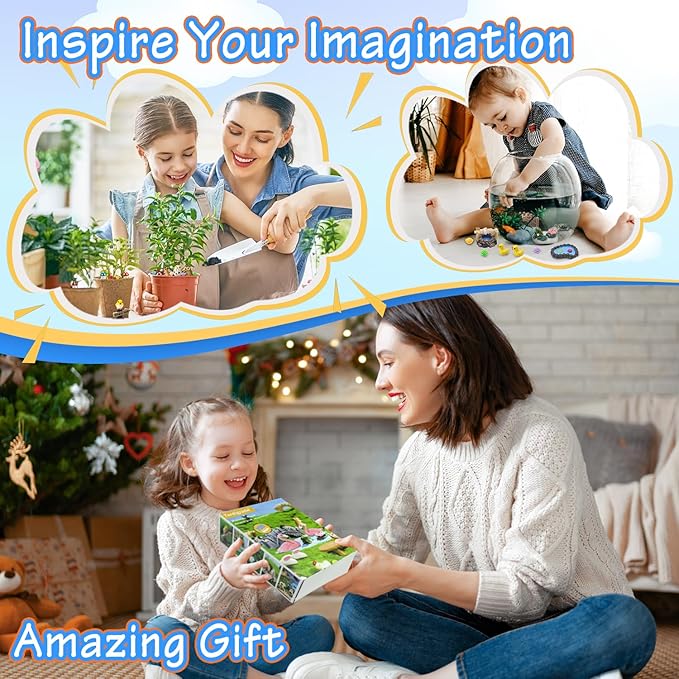 Tardigrade 200 Pieces Fairy Garden Accessories, Fairy Garden Kit, Fairy Tiny House, Miniature Gnome Figurines, Micro Landscape Ornaments DIY Mini Garden Outdoor Decor Resin Multi Color