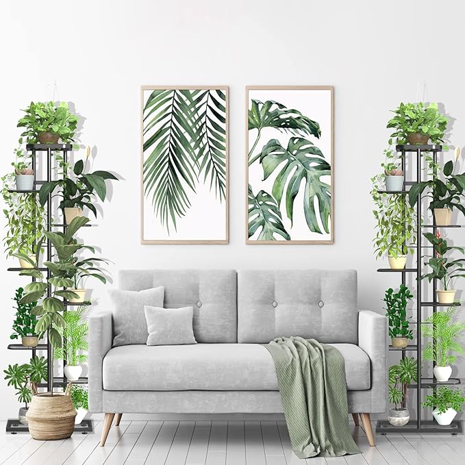 Corner Plant Stand Indoor 8 Tier 9 Potted with Gardening Tools and Gloves, Upgraded Tall Metal Plant Shelf Organizer Outdoor, Multiple Flower Holder Display Rack for Patio, Garden, Balcony, Living