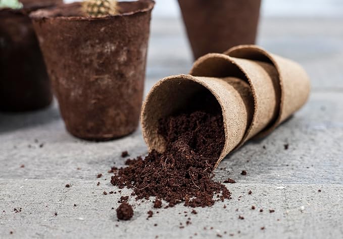 Daniel's Plants 4" Naked Pots | Large Natural Plantable Seed Starter Pots | OMRI-Listed Biodegradable Pots for Seedlings | Enhanced Aeration | Earth Freindly - Peat Free | 10 Pack 4 Inch Round