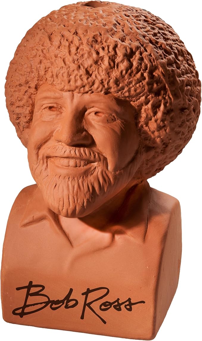 Chia Pet Bob Ross with Seed Pack, Decorative Pottery Planter, Easy to Do and Fun to Grow, Novelty Gift, Perfect for Any Occasion