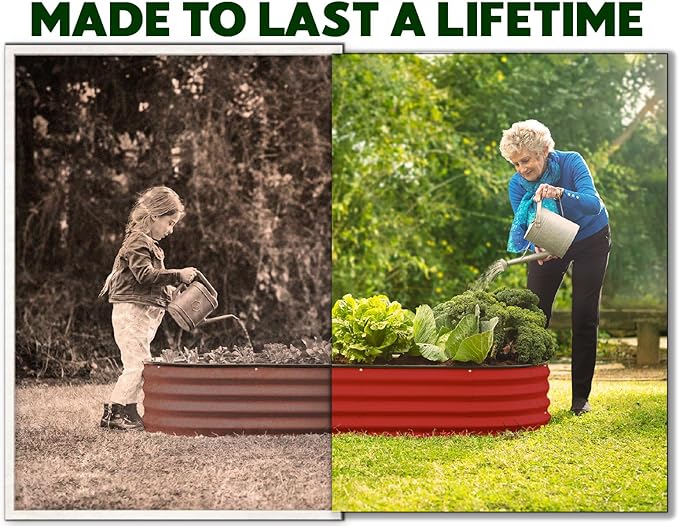 Galvanized Raised Garden Beds Outdoor // 4×2×1 ft (2-Pack) Planter Raised Beds for Gardening, Vegetables, Flowers // Large Metal Garden Box (Red) // Patented Tool-Free Design