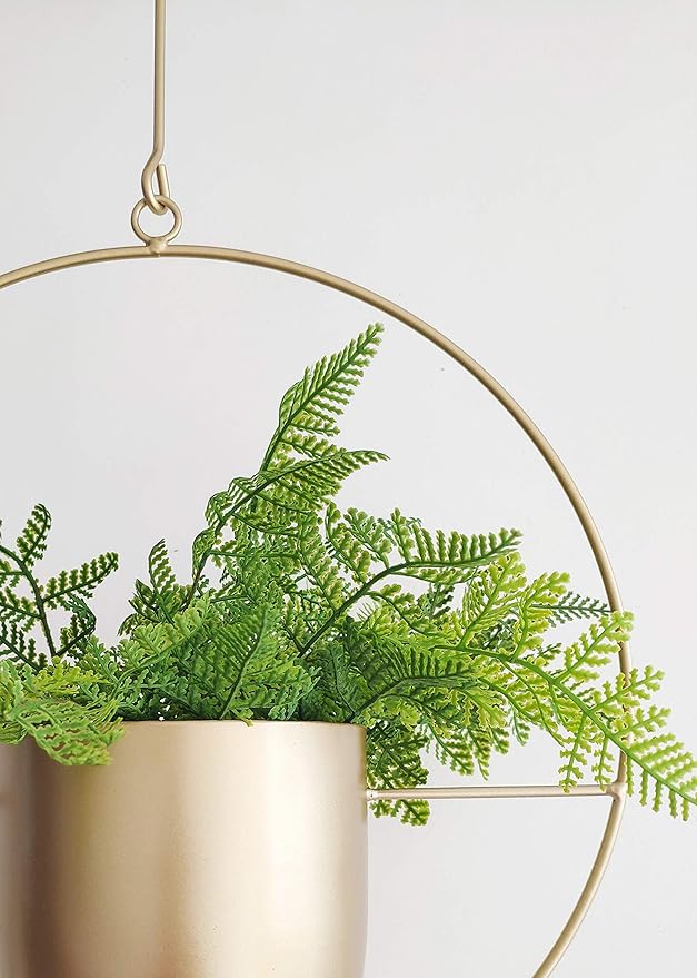 Boho Gold Metal Plant Hanger,Metal Wall and Ceiling Hanging Planter, Modern Planter, Mid Century Flower Pot Plant Holder, Minimalist Planter for Indoor Outdoor Home Decor
