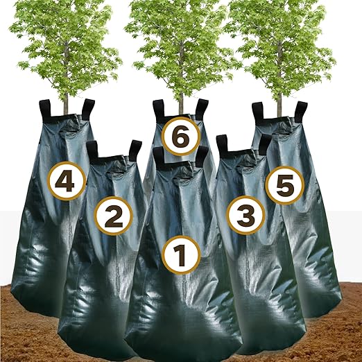 6 Pack 20 Gallon Capacity Watering Bags for Plant, 6-8 Hours Slow Release Tree Water Bags, Reusable Tree Watering Bag, Premium PVC Irrigation Bags, Sapling, Plant