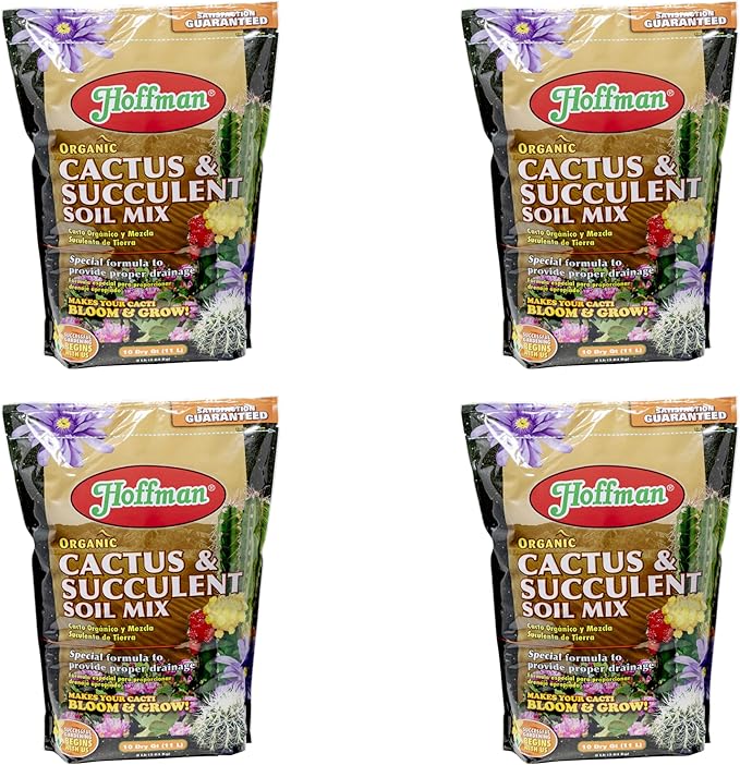 Hoffman 10410 Organic Cactus and Succulent Soil Mix, 10 Quarts, 4 Pack