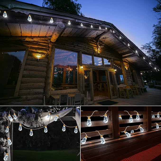 Solar Outdoor String Lights, 20Ft Vintage Rope Hemp Solar Patio Lights, Waterproof White Solar Powered String Lights With 8 Modes 16 Shatterproof Bulbs for Garden Yard Fence Stairs Balcony Café Bistro