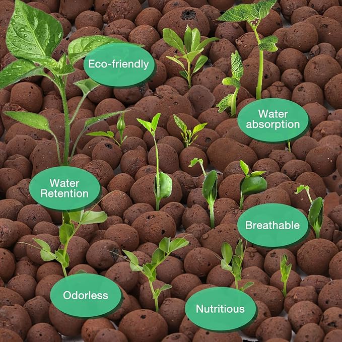2LB LECA Clay Pebbles for Plants, Organic Expanded Clay Pebbles 4mm-16mm Hydroponics Supplies Aquaponics Orchid for Indoor Outdoor Garden Plants