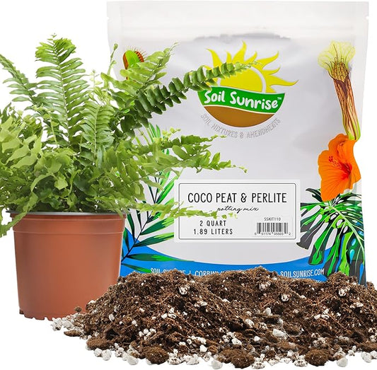 Coco Peat Perlite Potting Mix (2 Quarts), Loose Coconut Coir and Perlite