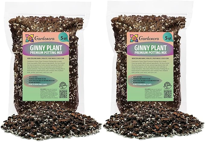 Monstera Ginny Planting Mix - Promotes Steady Growth and Healthy Leaves - 10 Quart (2 Bags of 5 Quart)