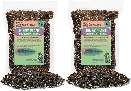 Monstera Ginny Planting Mix - Promotes Steady Growth and Healthy Leaves - 10 Quart (2 Bags of 5 Quart)