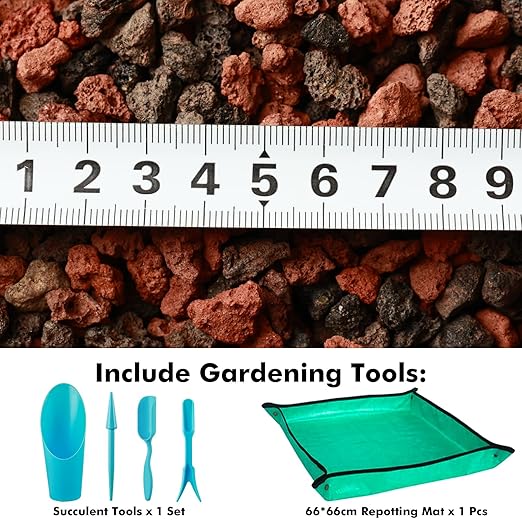 11 Pounds Mix Lava Rocks, 5-8 mm Red and Black Lava Rocks for Plants, Bonsai Rocks Horticultural Grit Soil Cover Gravel for Succulents and Hydroponics, Fairy Gardening, Top Dressing, Plant Drainage