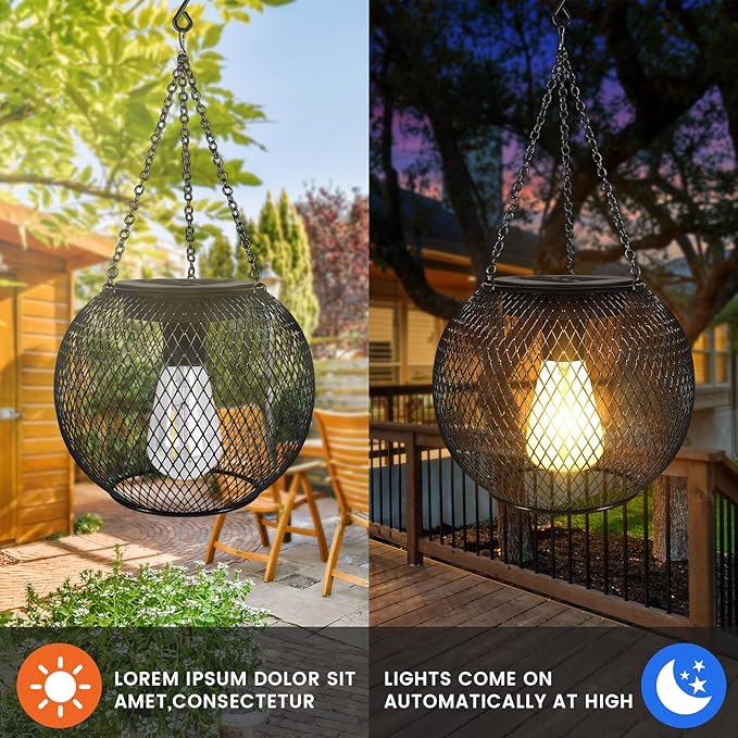 pearlstar Solar Lanterns Outdoor,Upgraded Solar Lights for Outside Decorative Outdoor Hanging Lights Waterproof Solar Lantern Lighting for Yard Garden Patio Pathway Tree,2 Pack