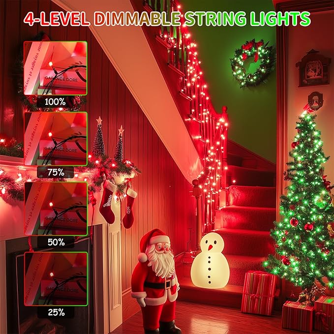 JMEXSUSS 173ft 500 LED Christmas Lights Outdoor, Red and Green Christmas String Lights with Remote, Color Changing Christmas Tree Lights Plug in for Indoor Party Halloween Christmas Decor
